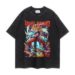 Trendy Anime Loose Washed Short-sleeved T-shirt