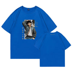 Unisex Kpop GOLDEN Print Cotton Loose T-shirt