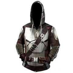 Unisex Mandalorian 3D Cosplay Zip Up Hoodie