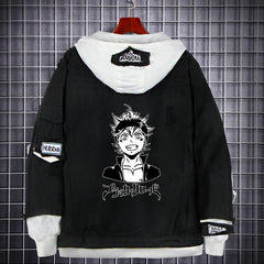 Men's Anime Logo Fake Two Denim Jacket