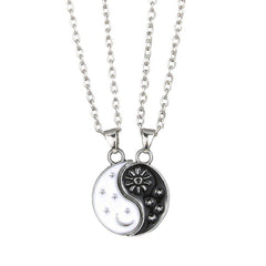 Sun Moon Yin Yang Couple Necklace Set