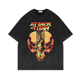 Vintage Washed Anime Short-sleeved T-shirt