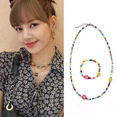 Daisy Beaded Colored Necklace Bracelet