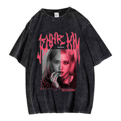 Trendy Kpop Washed Cotton Short Sleeve Tee