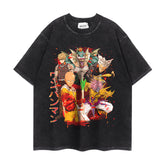Vintage Trendy Anime Washed Short-sleeved T-shirt Top