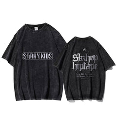 Trendy Kpop Album Print Washed T-shirt