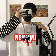 Unisex Nekoma Pullover Striped Long Sleeve T-shirt