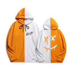 Unisex Miss You Printed Casual Loose Patchwork Hoodie