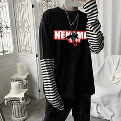 Unisex Nekoma Pullover Striped Long Sleeve T-shirt