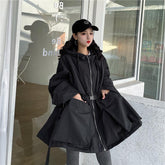 Korean Style Bat Sleeves Hooded Trench Coat