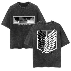 Vintage Anime Graphic Casual Cotton Washed T-Shirt