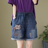 Women's Wide-leg Thin Denim Shorts