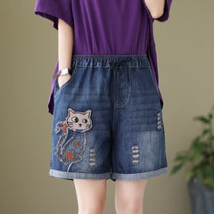Women's Wide-leg Thin Denim Shorts