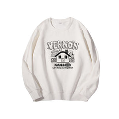 Cartoon Kpop Printed Round Neck Pullover Sweatshirt