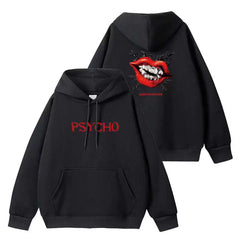 BM PSYCHO Printed Pullover Hoodie Top