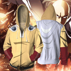 Saitama Digital Print Cosplay Zipper Hoodie