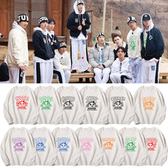 Cartoon Kpop Printed Round Neck Pullover Sweatshirt