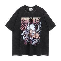 Trendy Luffy Cotton Washed Short-sleeved T-shirt