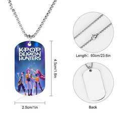 K-pop Stainless Steel Printed Tag Pendant Necklace