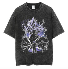 Vintage Anime Washed Printed Short-sleeved T-shirt