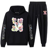 Casual Anime Graphic Print Hoodie Sweatpants Suit