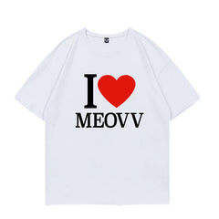 I LOVE MEOVV Round Neck Printed Cotton T-shirt