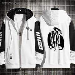 Unisex Anime Print Zipper Cardigan Hoodie