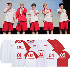 KPOP TXT Letter Round Neck Short-sleeved T-shirt