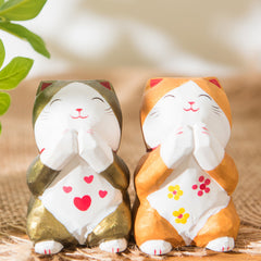 Praying Cat Frog Wooden Craft Ornament