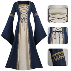 Medieval Horn Sleeve Lace-up Long Cosplay Dress