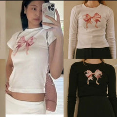 Trendy Women's Bowtie Long-sleeved Shirt