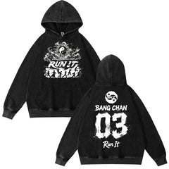 SKZ World Tour Run It Number Cotton Washed Hoodie
