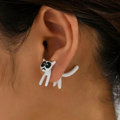 Kawaii Black Kitten Cat Stud Earrings 2 Piece Set
