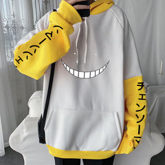 Unisex Anime Smiley Face Print Pullover Hoodie