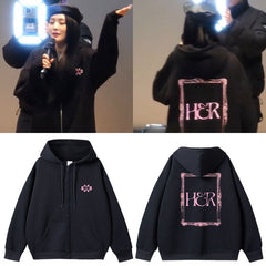 MINNIE HER Printed Zipper Hoodie
