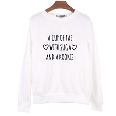 Women's A CUP OF TAE WITH SUGA AND A KOOKIE Round Neck Sweatshirt