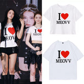 I LOVE MEOVV Round Neck Printed Cotton T-shirt