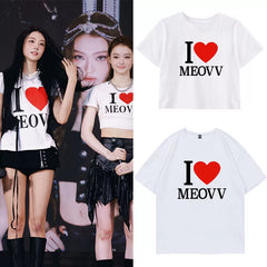 I LOVE MEOVV Round Neck Printed Cotton T-shirt