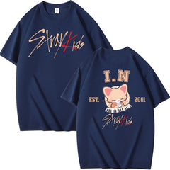 Casual Kpop Pattern Print Cotton Loose T-shirt