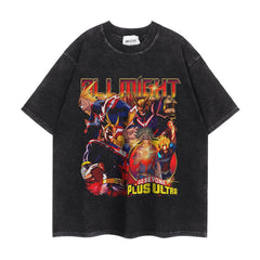 Trendy Anime Cotton Washed Short-sleeved T-shirt Top