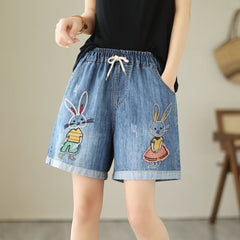 Women's Wide-leg Thin Denim Shorts