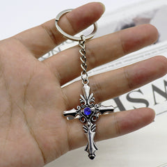 TVD Gemstone Cross Keychain Pendant