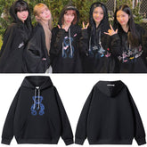 Women's KPOP Bear Print Pullover Hoodie
