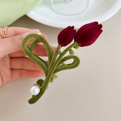 Vintage Flocking Tulip Hairpin