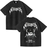 Evil Skz Animal Characters Print Summer Short Sleeve Washed Tee