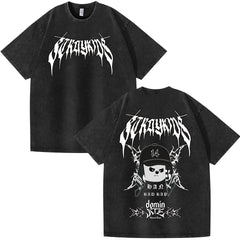 Evil Skz Animal Characters Print Summer Short Sleeve Washed Tee