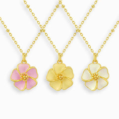 Retro Flower Pearl Pendant Titanium Steel Necklace