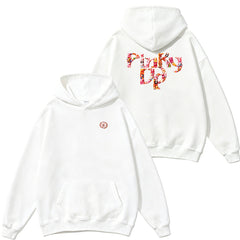 Pinky Up Letter Printed Hoodie Top