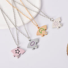 Colorful Sun Moon Cloud Star Matching Necklace