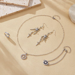 SKZ Compass Necklace Bracelet Ring Earrings Set